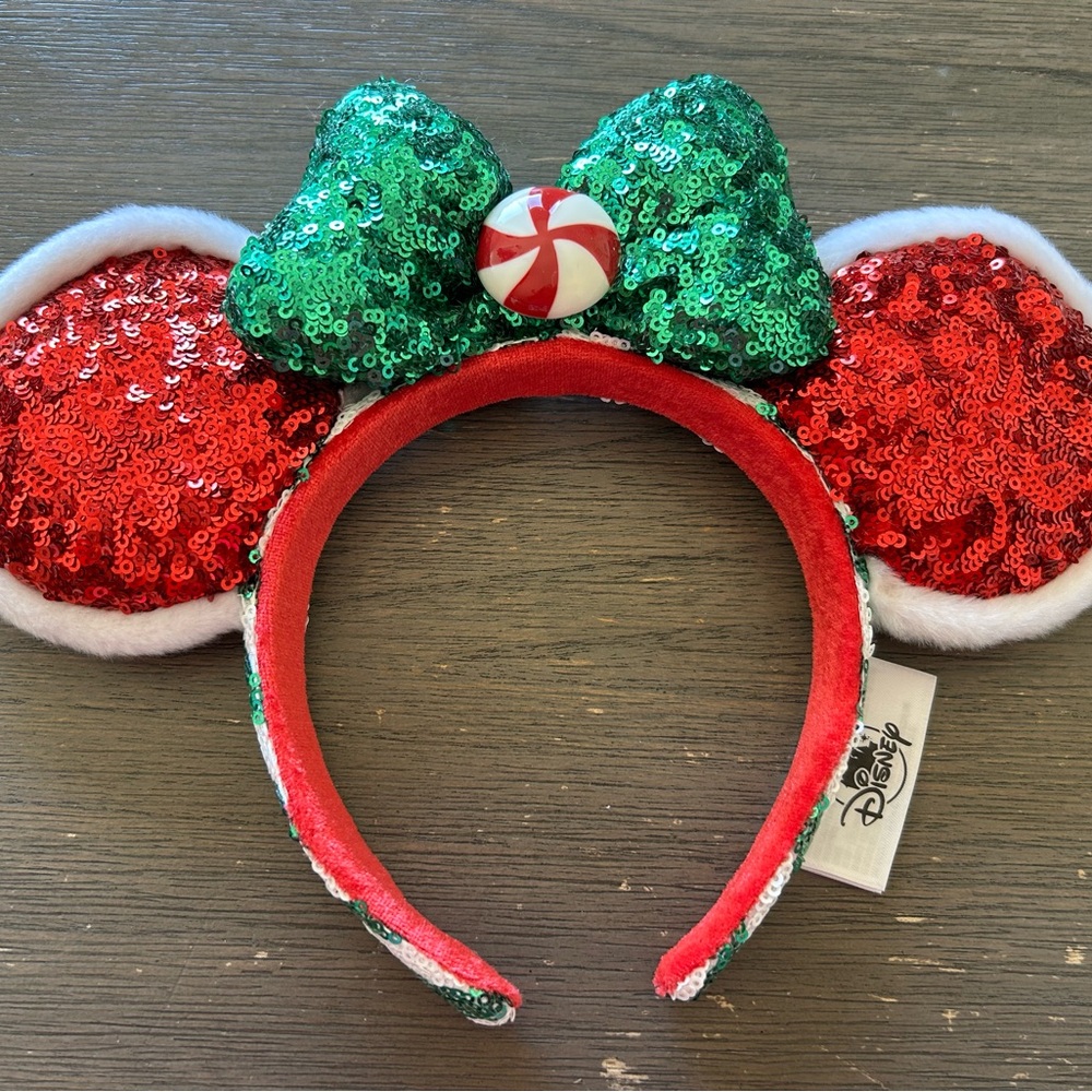 Disney Parks Peppermint Candy Cane Mickey Ears Christmas Minnie Mouse Headband
